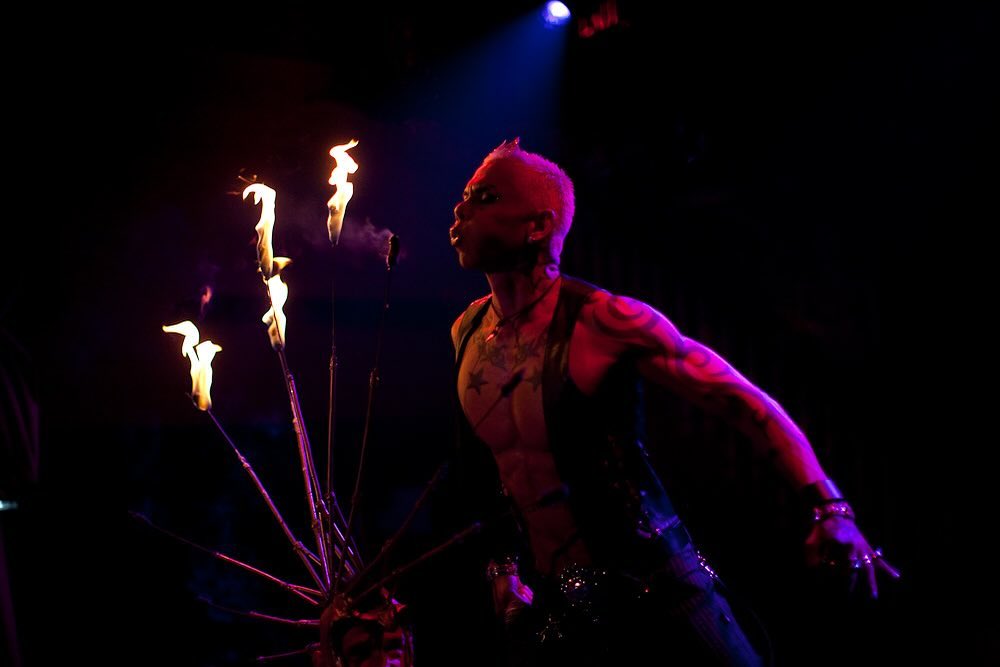 The Box Mayfair fire performer show.